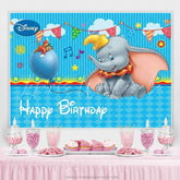 Lofaris Cartoon Elephant And Mouse Sea Blue Birthday Backdrop